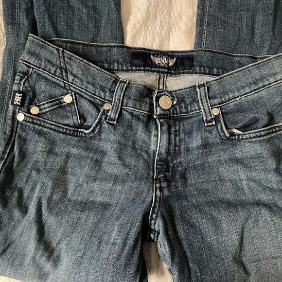 y2k lowrise flare jeans with design in pockets - Picture 2 of 2